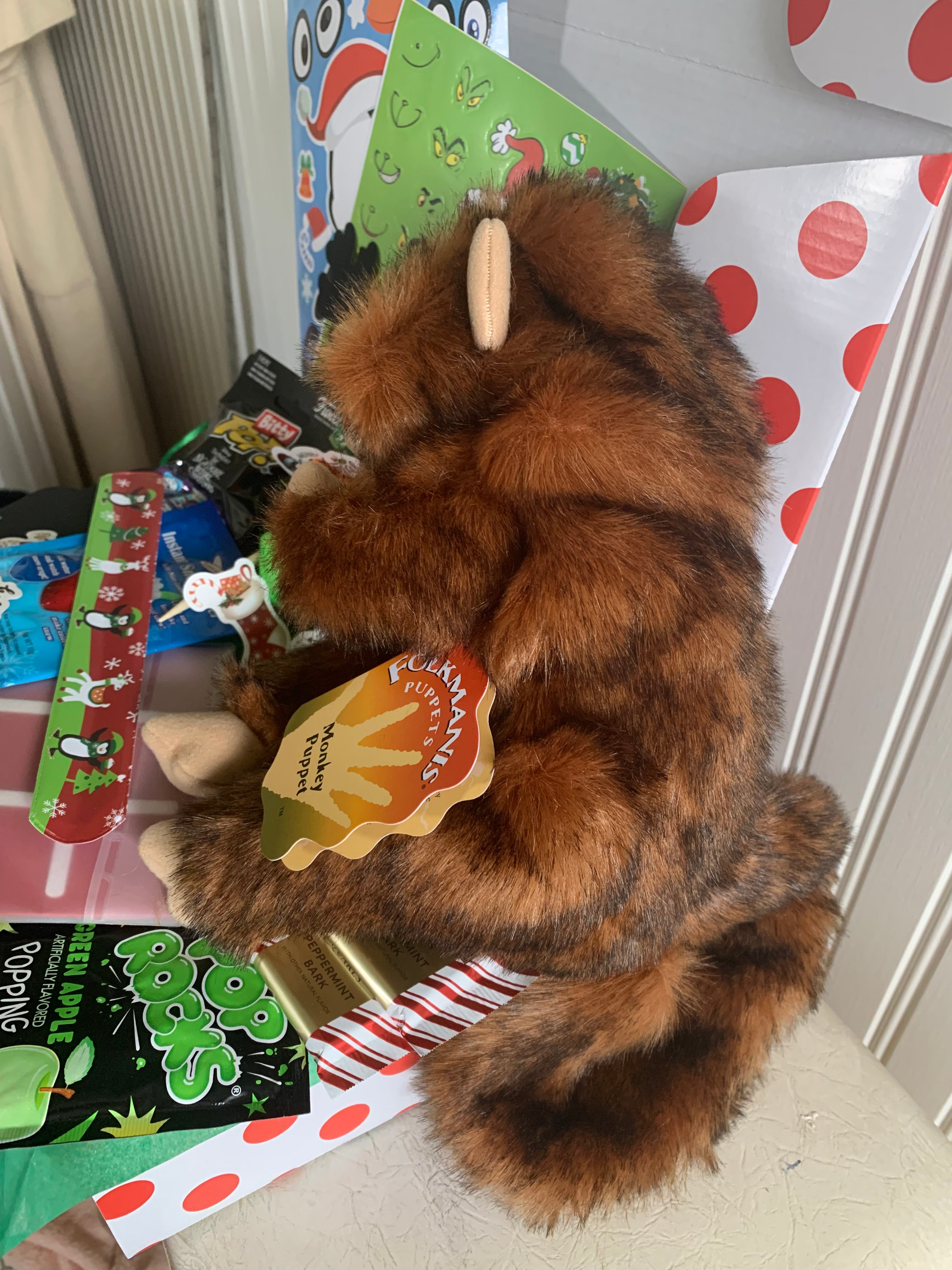 Curated Folkmanis® Puppet Gift Box | Monkey Wristlet | Christmas Gift Box for Kids (Ages 3+): Holiday Surprise Set