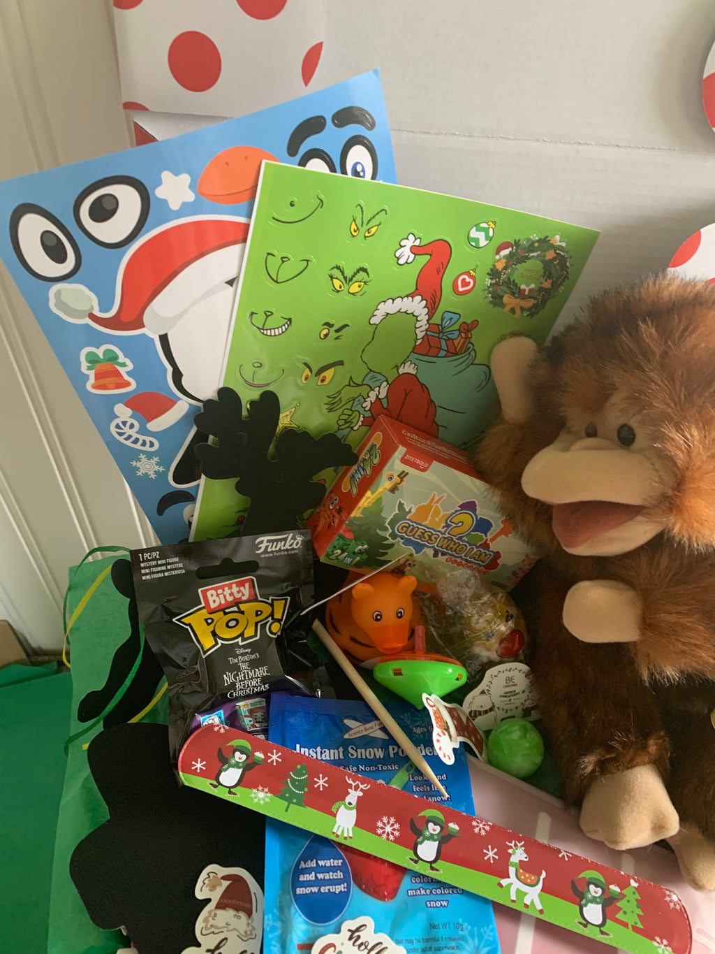 Curated Folkmanis® Puppet Gift Box | Monkey Wristlet | Christmas Gift Box for Kids (Ages 3+): Holiday Surprise Set