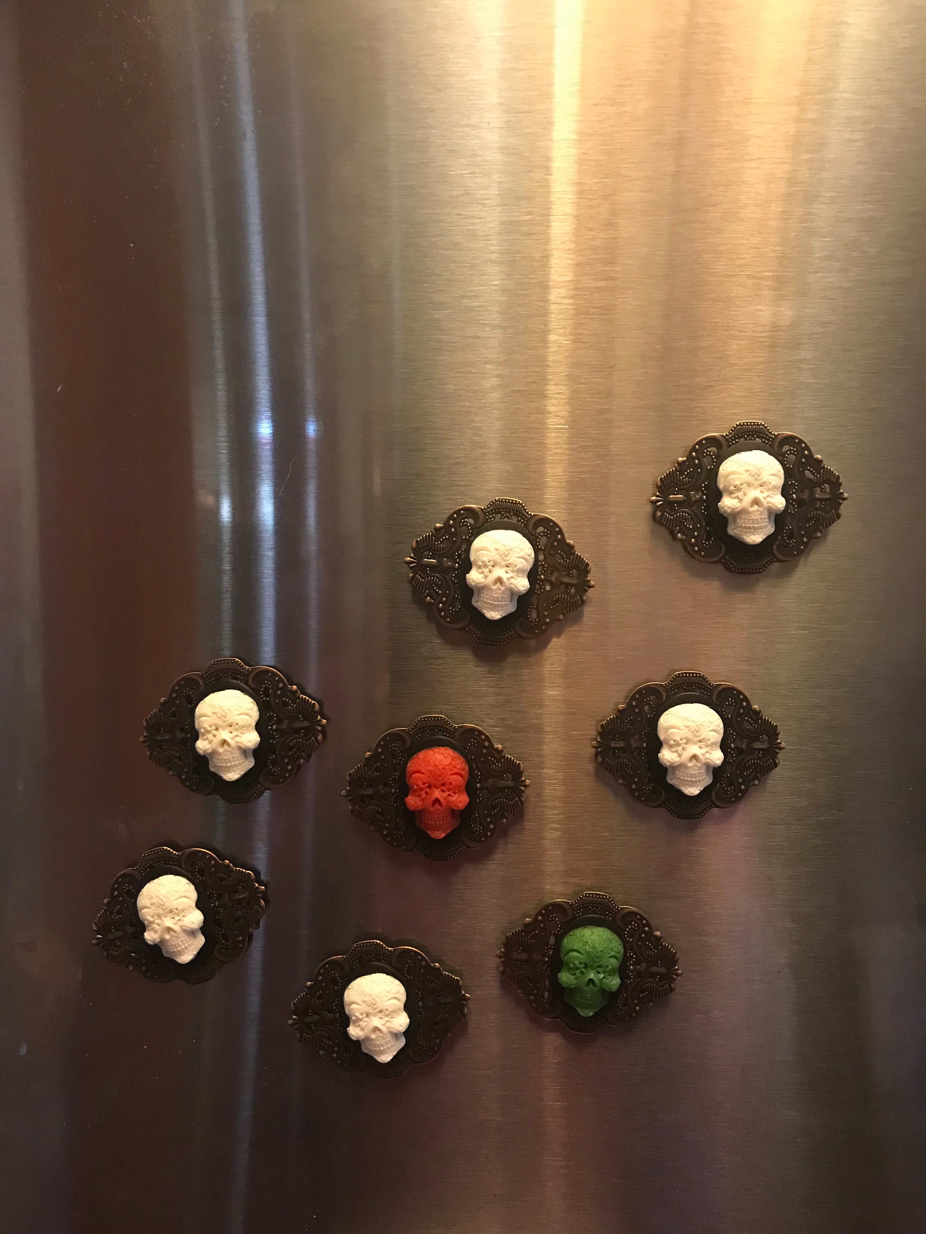 Magnet | Cameo Filigree | Sugar Skull - Green