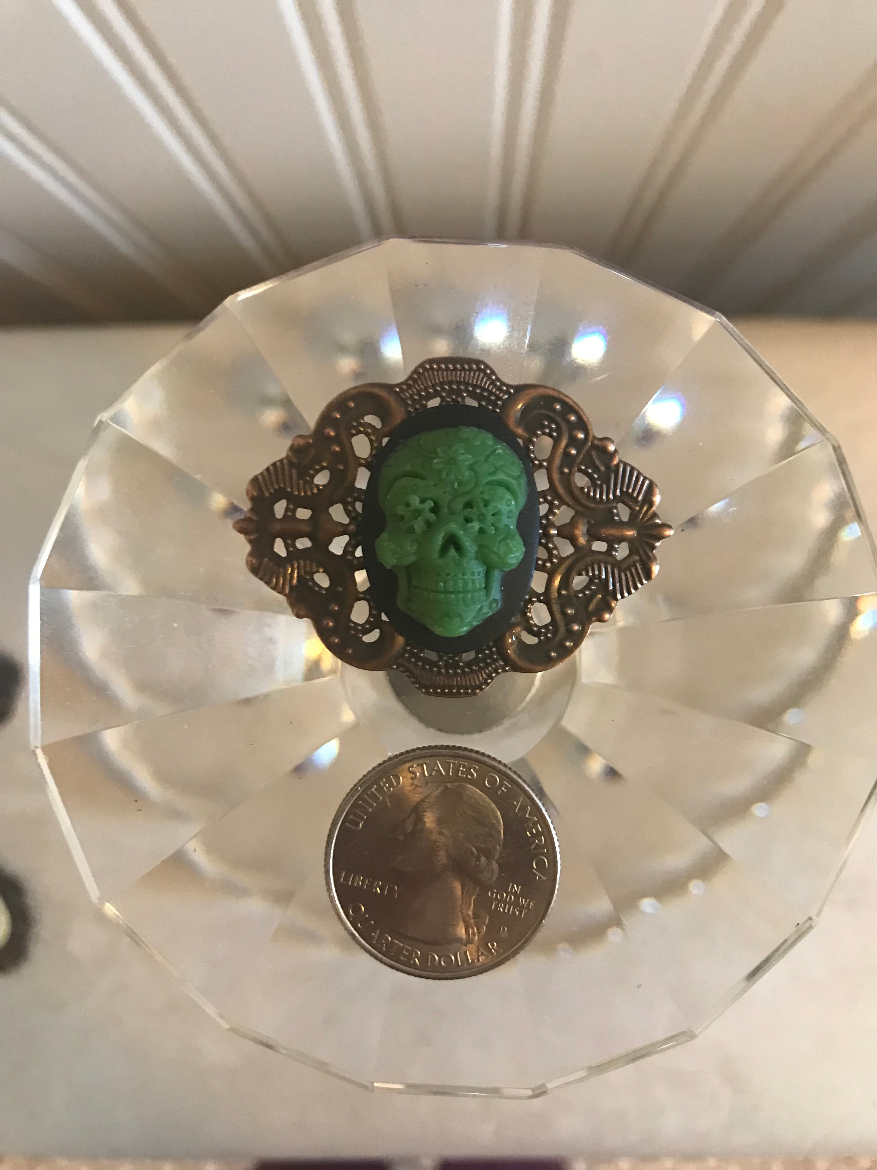 Magnet | Cameo Filigree | Sugar Skull - Green